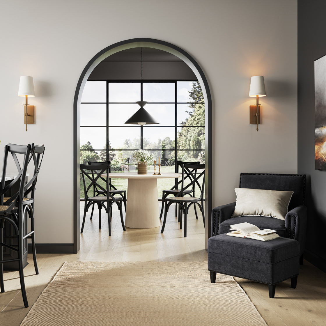 Atticus Anthracite Black Fabric Accent Armchair